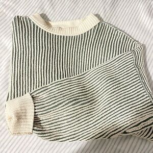 Aerie Striped Sweater in Cream and Green